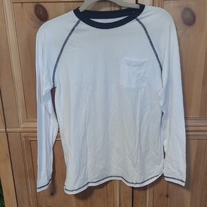 Classic White Long Sleeve Tee with Black Trim